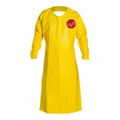 Product Image of Tychem 2000 QC278B Sleeved Apron, Elastic Wrists, 52in Long, Bound Yoke Neck, Waist Ties, Yellow (Pack of 12)