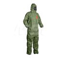 Product Image of Tychem 2000 SFR QS127T Coverall w/ Respirator Fit Hood, Elastic Wrists Ankles and Waist, Storm Flap; Adhesive Closure, Green, 5XL (Pack of 4)