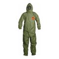 Product Image of Tychem 2000 SFR QS127T Coverall w/ Respirator Fit Hood, Elastic Wrists Ankles and Waist, Storm Flap; Adhesive Closure, Green, 6XL (Pack of 4)