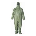 Product Image of Tychem 2000 SFR QS127T Coverall w/ Respirator Fit Hood, Elastic Wrists Ankles and Waist, Storm Flap; Adhesive Closure, Green, Large (Pack of 4)