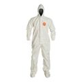 Product Image of Tychem 4000 SL122T Coverall w/ Standard Hood, Elastic Wrists, Socks, Storm Flap; Adhesive Closure, White, Medium (Pack of 6)