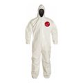 Product Image of Tychem 4000 SL127B Coverall w/ Standard Hood, Elastic Wrists and Ankles, Storm Flap; Adhesive Closure, White, 3X-Large (Pack of 12)