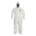 Product Image of Tychem 4000 SL127T Coverall w/ Standard Hood, Elastic Wrists and Ankles, Storm Flap; Adhesive Closure, White, 5XL (Pack of 6)