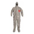 Product Image of Tychem 6000 TF169T Coverall w/ Respirator Fit Hood, Elastic Wrists, Socks, Double Storm Flap, Gray, 2X-Large (Pack of 6)