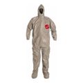 Product Image of Tychem 6000 TF169T Coverall w/ Respirator Fit Hood, Elastic Wrists, Socks, Double Storm Flap, Gray, Medium (Pack of 6) - Trade Agreement Act Compliant