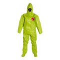 Product Image of Tychem 10000 TK128T Coverall w/ Respirator Fit Hood, Elastic Wrists, Socks w/ Outer Boot Flaps, Double Storm Flap; Adhesive Closure, Lime, X-Large (Pack of 2)