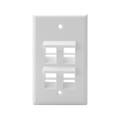 Product Image of Angled Single-Gang Quickport, Wallplate, 4-port (White)