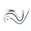 Product Image of 15A, 125V NEMA 5-15r, 2p, 3w, Snap-in Receptacle, Straight Blade, Grounding, Leads 14ga 6" Long Wired (White)