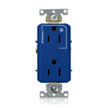 Product Image of Decora Plus Duplex Receptacle, Heavy-Duty Industrial, Split-Circuit, 15A 125V 2P 3W (Blue)