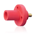 Product Image of 15 Series Cam-Type Male Panel Mount Receptacle, 0.5" Threaded Stud Termination, 90-Degree, #8, #2 AWG, 150A Max, Type 3R When Mated (Red)