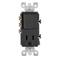 Product Image of 15A Decora 3-way Switch/5-15r Outlet/receptacle Combination Device, Grounding (Black)