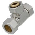 Product Image of 1/2" Nom Comp. (5/8" OD) x 5/8" OD Comp. x 5/8" OD Comp. Universal Tee, Lead Free (Chrome Plated)