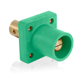 Product Image of 16 Series Single Pole Cam Type Male Panel Mount Receptacle, 90-Degree, Half Round w/ Tapped Hole, Cable Size #2, 4/0, 400A Max (Green)