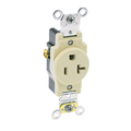 Product Image of Single Receptacle Outlet,  Smooth Face, 20A, 125V Side Wire,NEMA 5-20R, 2-Pole, 3-Wire, Self-Grounding (Ivory)