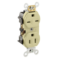 Product Image of Duplex Receptacle Outlet,  Dual Voltage, Smooth Face, 15A, 125/250V Side Wire, NEMA 5-15R_6-15R, 2-Pole, 3-Wire, Self-Grounding (Ivory)
