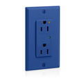 Product Image of Decora Plus SuRGe Protective Isolated Ground Duplex Receptacle Outlet,  15A, 125V Back or Side Wire, NEMA 5-15R, 2-Pole, 3-Wire (Blue)