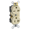 Product Image of Duplex Receptacle Outlet,  Dual Voltage, Indented Face, 20A, 125/250V Side Wire, NEMA 5-20R_6-20R, 2-Pole, 3-Wire, Self-Grounding (Ivory)