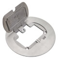 Product Image of Single-Door Cover for Round Floor Boxes, Stainless Steel, for Use with GFCI & Duplex Devices (Silver)