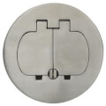 Product Image of Two-Door Cover for Round Floor Boxes, Stainless Steel, for Use with Duplex Devices (Silver)