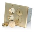 Product Image of Floor Box Assembly w/ (2) 20A Tamper-resistant Outlet/receptacle, Brass