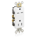 Product Image of 15A Decora Plus Duplex Receptacle/outlet, Commercial Grade, Self-grounding, Dual Vage (White)