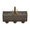 Product Image of 3 Outlet Tap, Single Receptacle To 3 Outlets, 15A, 125V, Brown, Thermoplastic, 5-15R, Nema 5-15R, 1147B-BOX