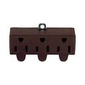 Product Image of Swivel 3 Outlet Tap, Swivel, Single Receptacle To 3 Outlets, 15A, 125V, Brown, 5-15R, Nema 5-15R, 1219B-BOX