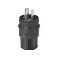 Product Image of Arrow Hart Watertight Straight Blade Plug, #18-10 Awg 15A 125V, Black, 5-15P, 2-Pole, 14W47BK