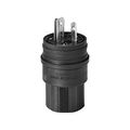Product Image of Arrow Hart Watertight Straight Blade Plug, #18-10 Awg 15A, 250V, Black, 6-15P, 2-Pole, 14W49BK