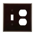 Product Image of Combination Wallplate, Brown, Toggle, Duplex Receptacle Cutout, Thermoset, 2-Gang, Mid-Size, 2038B-BOX