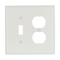 Product Image of Combination Wallplate, White, Toggle, Duplex Receptacle Cutout, Thermoset, 2-Gang, Mid-Size, 2038W-BOX