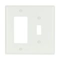 Product Image of Combination Wallplate, White, Toggle, Decorator Cutout, Thermoset, 2- Gang, Mid-Size, Ed Box, 2053W-BOX