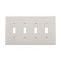 Product Image of Toggle Wallplate, White, Toggle Cutout, Thermoset, Four- Gang, Mid-Size, Ed Box, 2054W-BOX