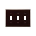 Product Image of Toggle Wallplate, Brown, Toggle Cutout, Thermoset, Three- Gang, Standard, Ed Box, 2141B-BOX