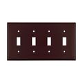 Product Image of Toggle Wallplate, Brown, Toggle Cutout, Thermoset, Four- Gang, Standard, Ed Box, 2154B-BOX