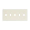 Product Image of Toggle Wallplate, Lt. Almond, Toggle Cutout, Thermoset, Five- Gang, Standard, 2155LA