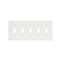 Product Image of Toggle Wallplate, White, Toggle Cutout, Thermoset, Five- Gang, Standard, Ed Box, 2155W-BOX