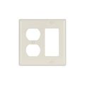 Product Image of Combination Wallplate, Lt. Almond, Duplex Receptacle, Decorator Cutout, Thermoset, 2-Gang, 2157LA-BOX