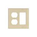 Product Image of Combination Wallplate, Ivory, Duplex Receptacle, Decorator Cutout, Thermoset, 2-Gang, 2157V-BOX