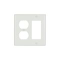 Product Image of Combination Wallplate, White, Duplex Receptacle, Decorator Cutout, Thermoset, 2-Gang, 2157W-BOX