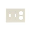Product Image of Combination Wallplate, Lt. Almond, Toggle, Toggle, Duplex Receptacle Cutout, Thermoset, 3-Gang, 2158LA