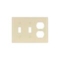 Product Image of Combination Wallplate, Ivory, Toggle, Toggle, Duplex Receptacle Cutout, Thermoset, 3-Gang, 2158V-BOX
