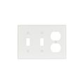 Product Image of Combination Wallplate, White, Toggle, Toggle, Duplex Receptacle Cutout, Thermoset, 3-Gang, 2158W-BOX
