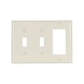 Product Image of Combination Wallplate, Lt. Almond, Toggle, Toggle, Decorator Cutout, Thermoset, 3- Gang, 2173LA