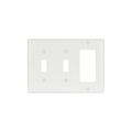 Product Image of Combination Wallplate, White, Toggle, Toggle, Decorator Cutout, Thermoset, 3-Gang, Standard, 2173W-BOX
