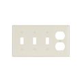 Product Image of Combination Wallplate, Lt. Almond, Toggle, Toggle, Toggle, Duplex Receptacle Cutout, Thermoset, 2174LA-BOX
