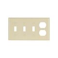 Product Image of Combo Wallplate, Ivory, Toggle, Toggle, Toggle, Duplex Receptacle Cutout, Thermoset, 4-Gang, 2174V-BOX