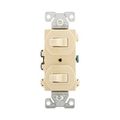Product Image of Commercial Combo Switch, Stand, #14-#12Awg 15A, 120/277V, Ivy, (1) 1-Pole, (1) 3-Way, Duplex, 275V-BOX