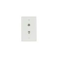Product Image of Telephone Jack & Coaxial Adapter Wallplate, White, Surface & Coax Adapter, Type F, Rj11, Rj14, 3535-4W