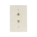 Product Image of Telephone Jack & Coaxial Adapter Wallplate, Light Almond, Type F, Rj11, Rj14, Combo, 3536-4LA